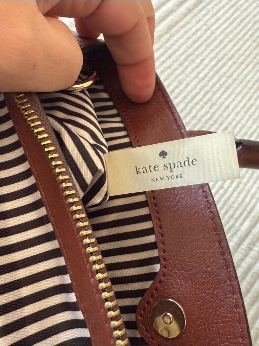 kate spade Brighton Park Sloan brown leather satchel with slight flaws - Picture 5 of 8